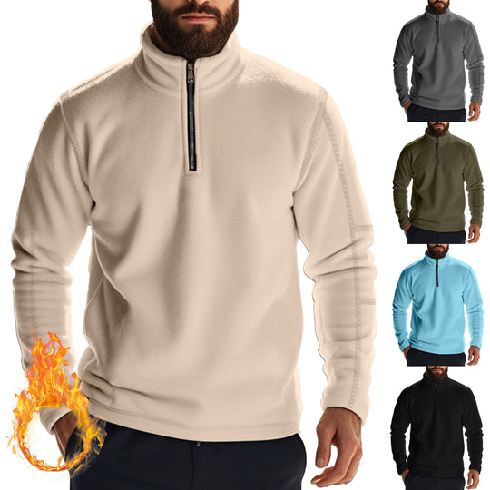 Herren Fleece-Oberteil mit kurzem Reißverschluss und hohem Kragen EB