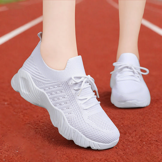 Damen atmungsaktive und flexible Fitness-Sneaker mit elastischer Schnürung EB