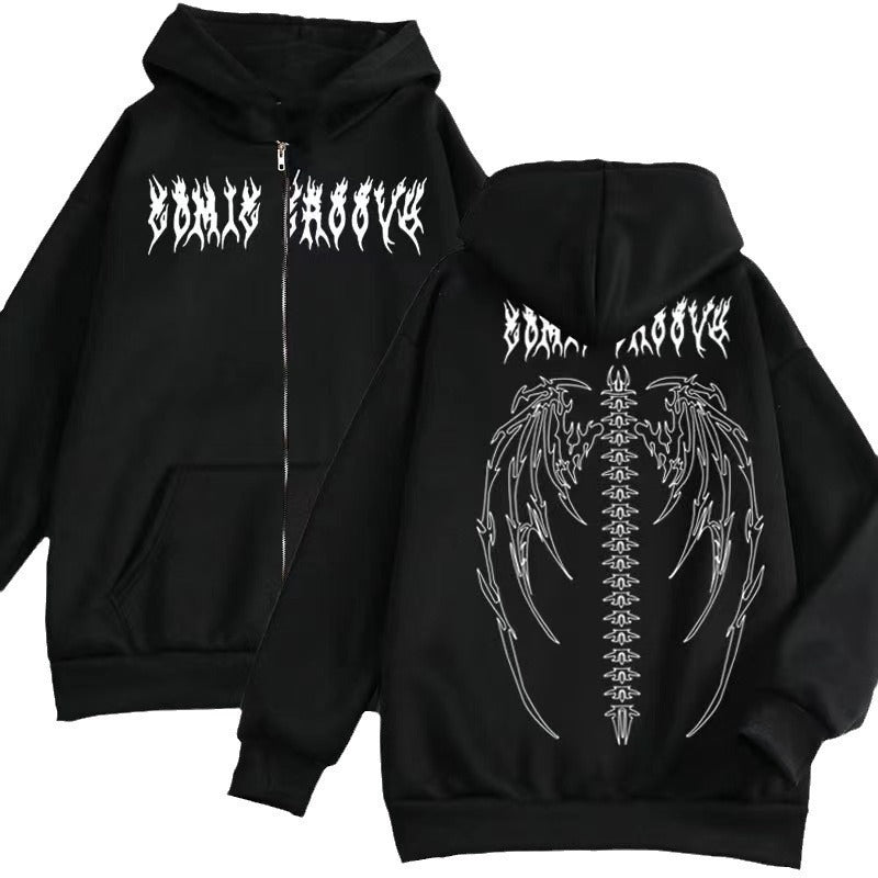 Damen Kapuzenjacke mit auffälligem Gothic-Design und bequemer Passform EB