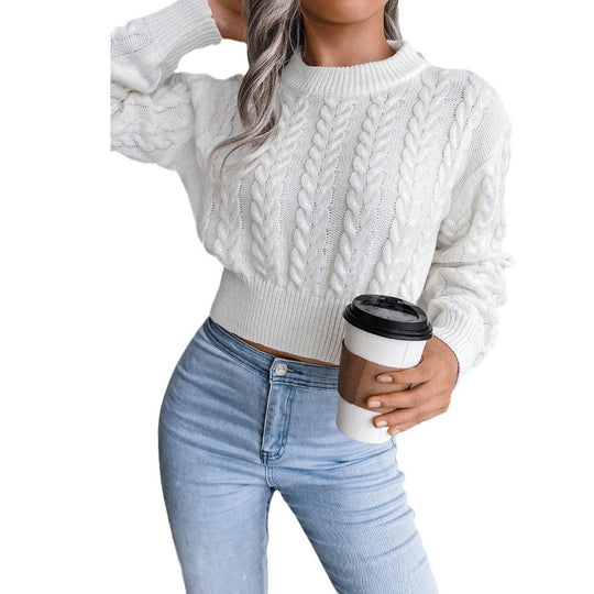 Damen Grobstrickpullover mit strukturiertem Zopfmuster und tailliertem Schnitt EB