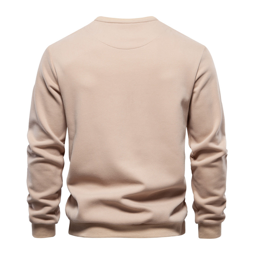 Herren nan Sweatshirt mit Rundhalsausschnitt, aufgesetzter Brusttasche mit horizontalem Reißverschluss und geripptem Saum EB