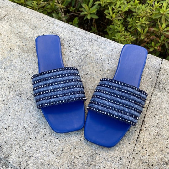 Damen bequeme Slides mit modischen Riemen EB