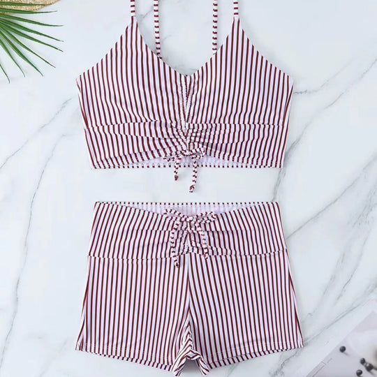 Damen Bikini mit floralem Rüschendesign und verstellbaren Trägern EB