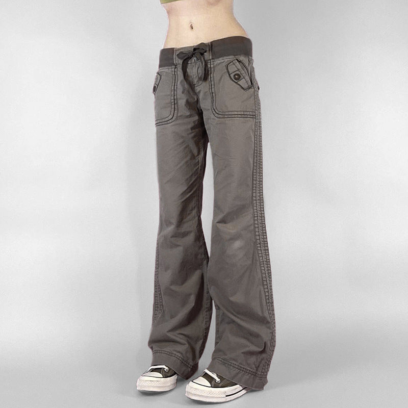 Damen Flared Pants mit modischem Taillengürtel EB