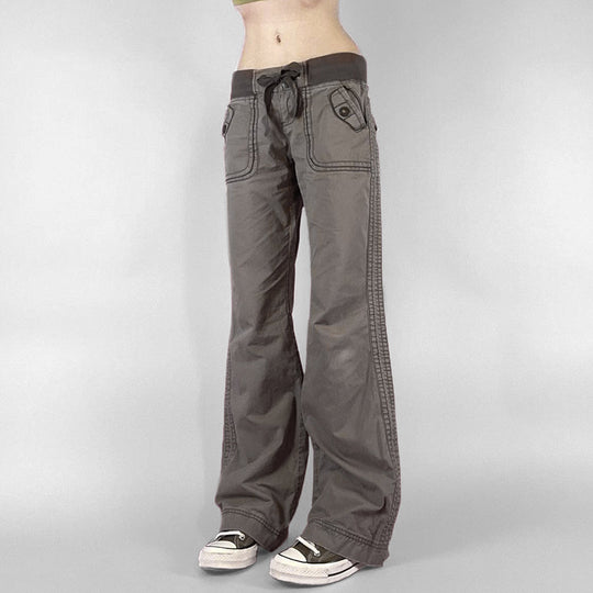Damen Flared Pants mit modischem Taillengürtel EB