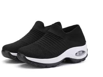 Damen gestrickter Slip-On Sportsneaker mit luftgepolsterter Zwischensohle EB