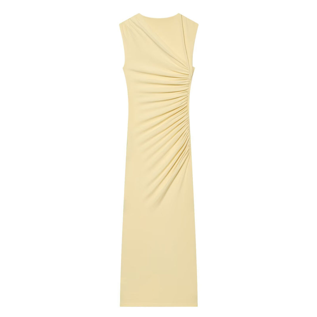 Damen ärmelloses Maxikleid mit raffinierten Rüschendetails und elegantem Schnitt EB