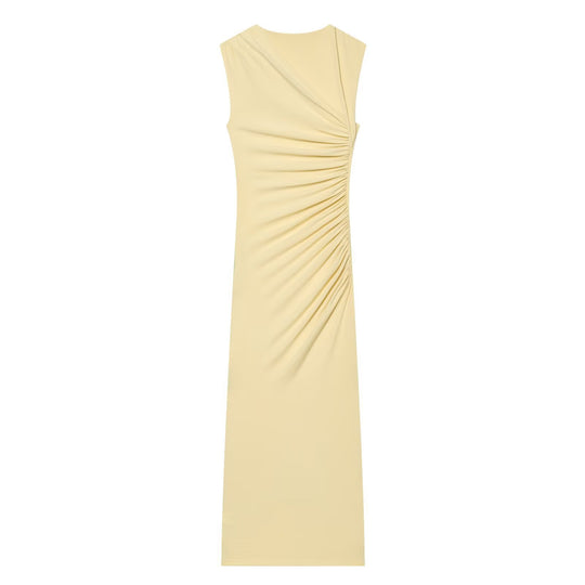 Damen ärmelloses Maxikleid mit raffinierten Rüschendetails und elegantem Schnitt EB