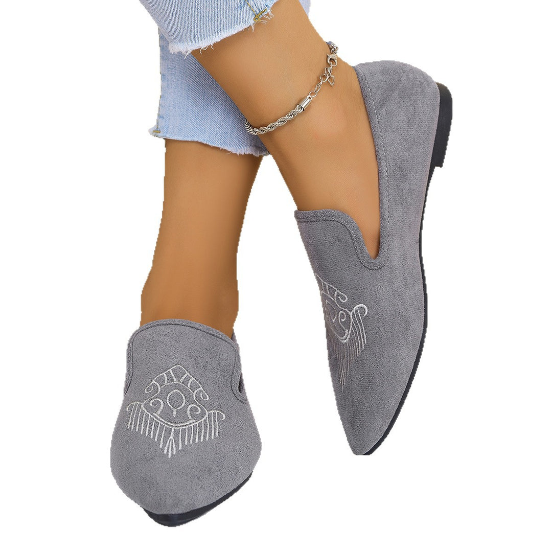 Damen Mokassins aus weichem Wildleder mit dekorativem Muster EB