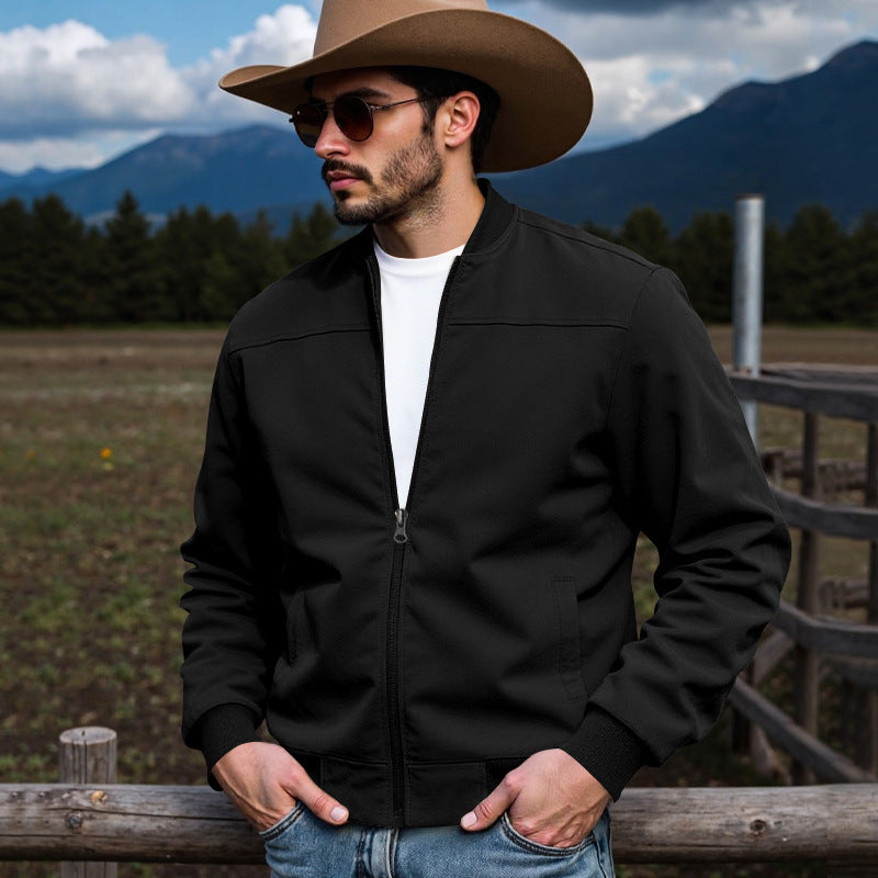 Herren Leichte Bomberjacke mit Reißverschluss, Rippbündchen & minimalistischer Nahtstruktur EB