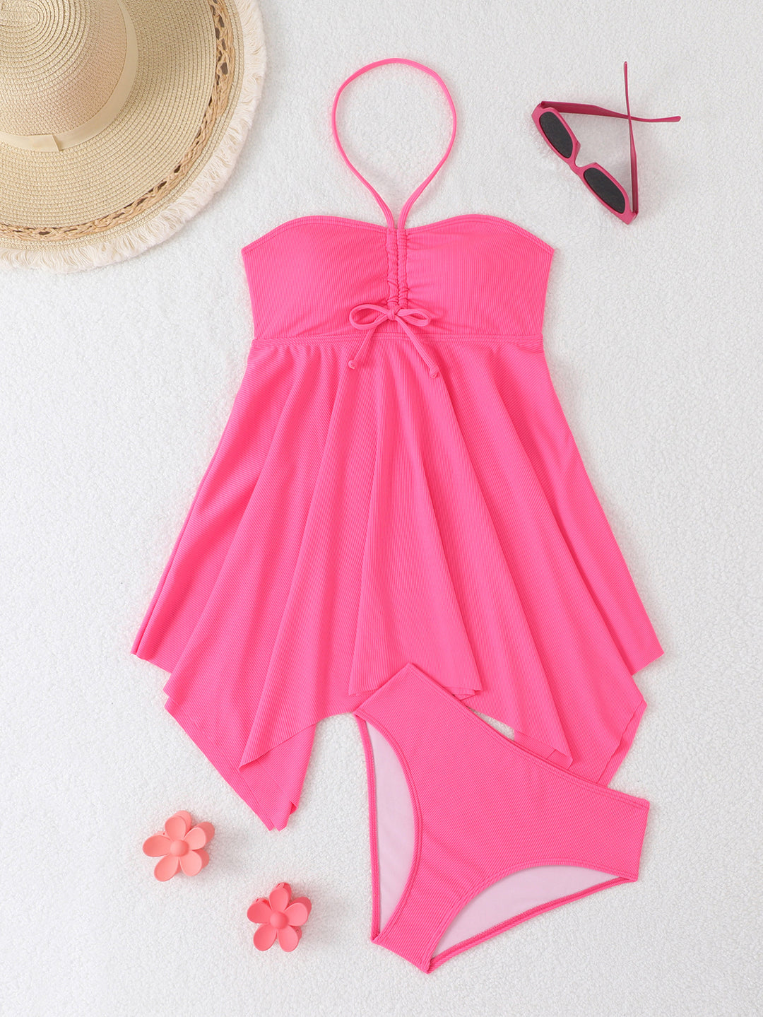 Damen Tankini mit asymmetrischem Saum und verstellbaren Trägern EB