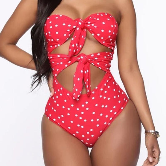 Damen Einteiliger Badeanzug mit verspieltem Knotendesign und Cut-Outs EB