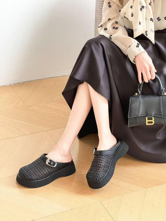 Damen Clogs mit stilvollem Wabenmuster und komfortablem Plateau EB