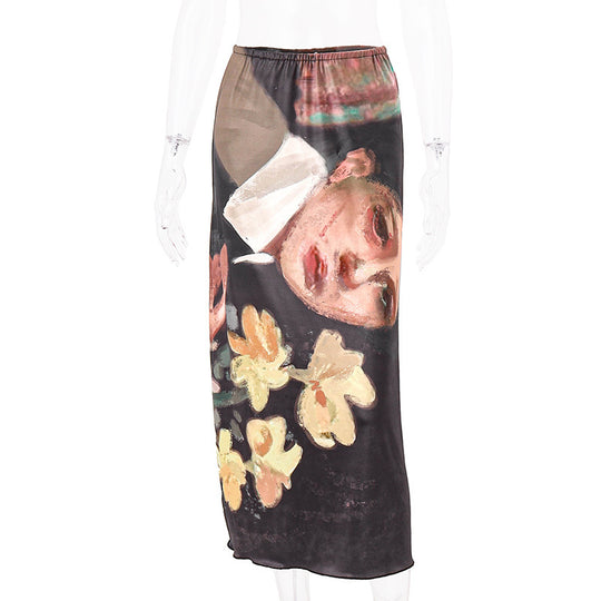 Damen cropped T-Shirt mit künstlerischem Druck und figurbetonter Passform EB