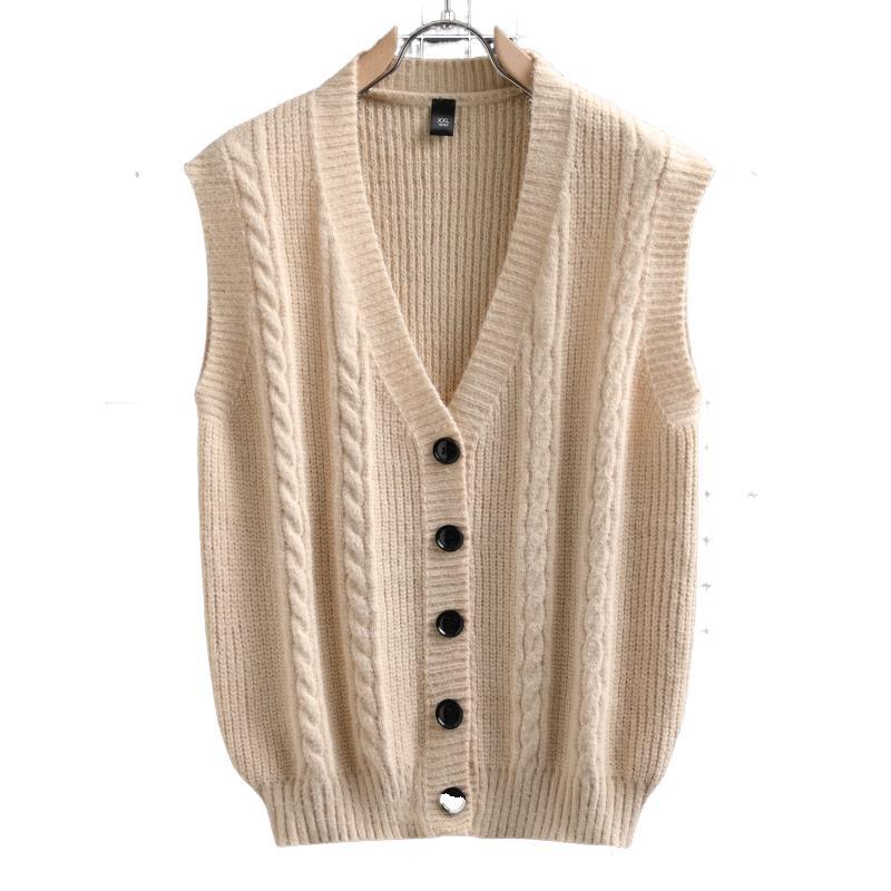 Herren ärmellose Strickjacke mit Zopfmuster und Knopfdetails EB