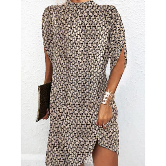 Damen lässiges Kleid mit asymmetrischem Schnitt und elegantem Muster Heidi-Mode
