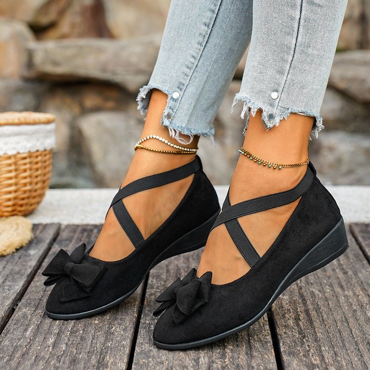 Damen Komfortable Ballerinas mit dekorativer Schleifenapplikation EB