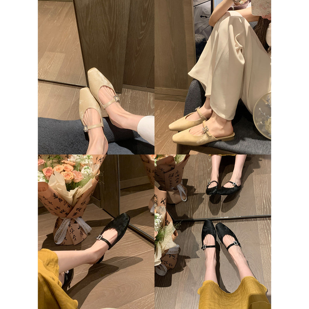 Damen Slingback-Ballerinas mit luxuriösem Schnallenakzent und weichem Obermaterial EB