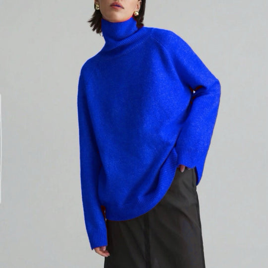 Damen Modischer Rollkragenpullover mit Oversized-Schnitt und feiner Struktur EB