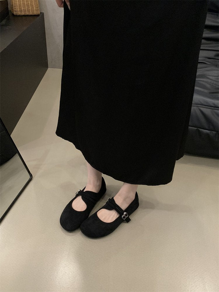 Damen bequeme Ballerinas mit modischem Riemchen und rutschfester Sohle EB