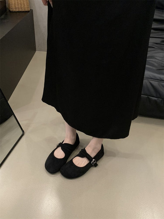 Damen bequeme Ballerinas mit modischem Riemchen und rutschfester Sohle EB