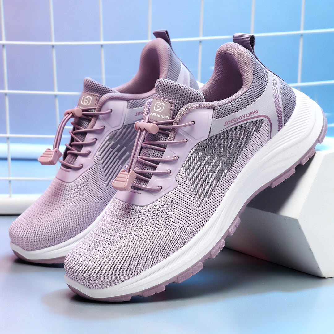 Damen nan leichter atmungsaktiver Strick-Walking-Sneaker mit Schnellzug-Kordel und gedämpfter EVA-Zwischensohle EB