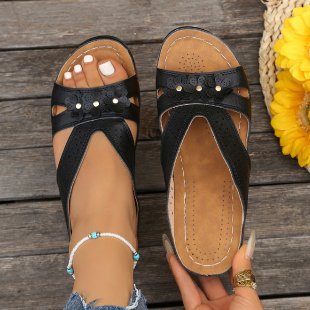 Damen Komfortable Sandalen mit floralem Dekor EB