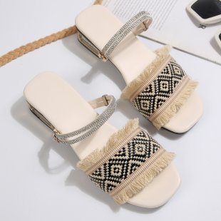 Damen modische Sandalen mit Fransen und glitzernden Riemen EB