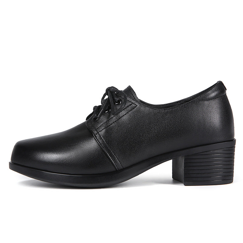 Damen Schnürschuhe mit robustem Blockabsatz und eleganter Oberflächenstruktur EB