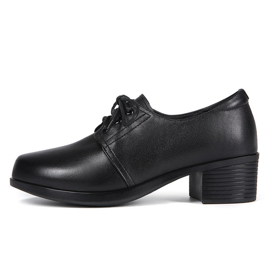 Damen Schnürschuhe mit robustem Blockabsatz und eleganter Oberflächenstruktur EB