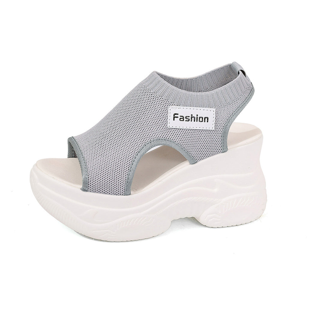 Damen Plateausandalen mit elastischem Oberschuh und modernem Design EB