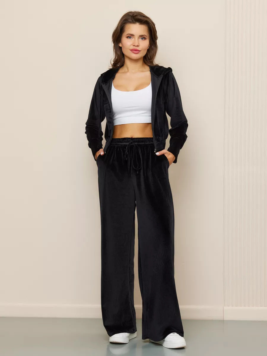 EB | Minimalismus Fleece Kapuzenpullover und Jogginghose Zweiteiler Satz