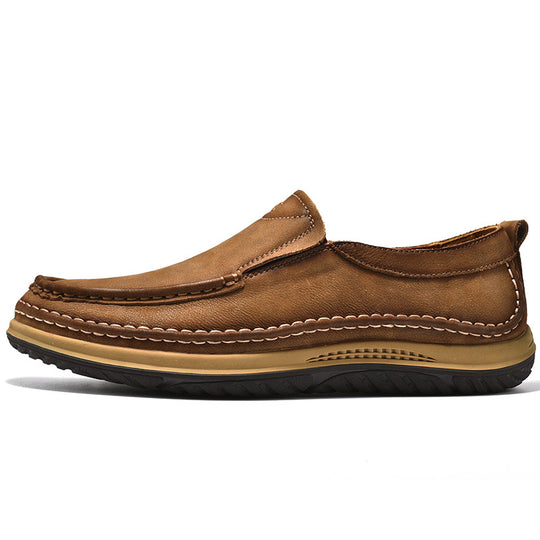 Herren Bequeme Slipper aus hochwertigem Leder mit rutschfester Sohle EB