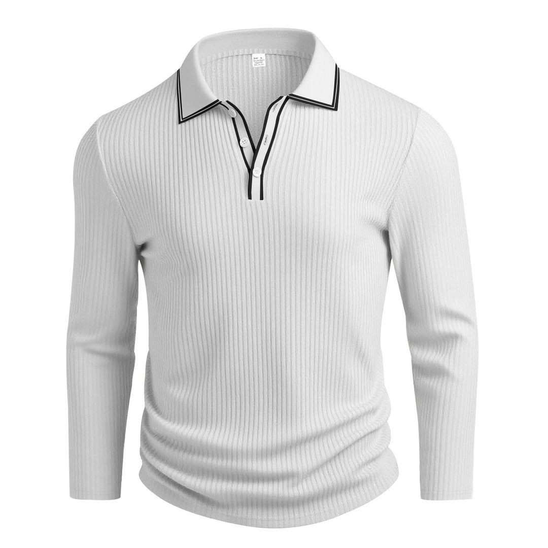 Herren Langarm-Polohemd mit strukturiertem Design EB