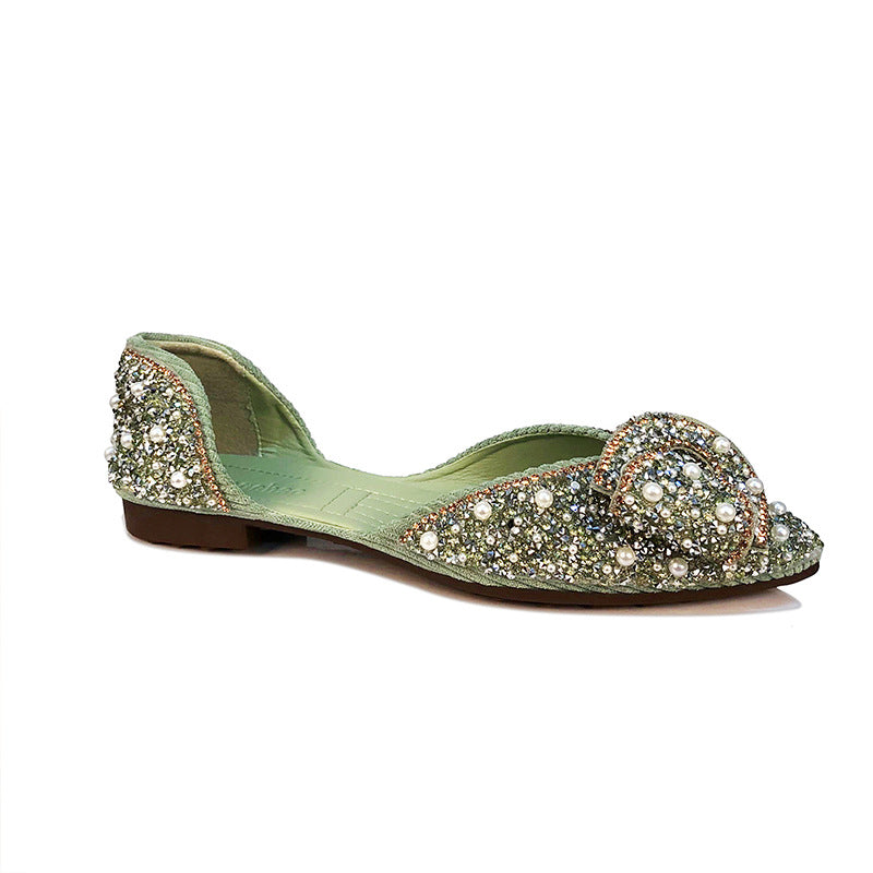 Damen Ballerinas mit funkelnden Perlenapplikationen und verziertem Obermaterial EB