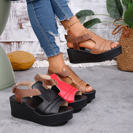 Damen Wedge-Sandalen mit öffnenden Riemen und komfortablem Fußbett EB