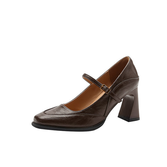 Damen elegante Mary Jane Pumps mit stabiler Blockabsatz EB