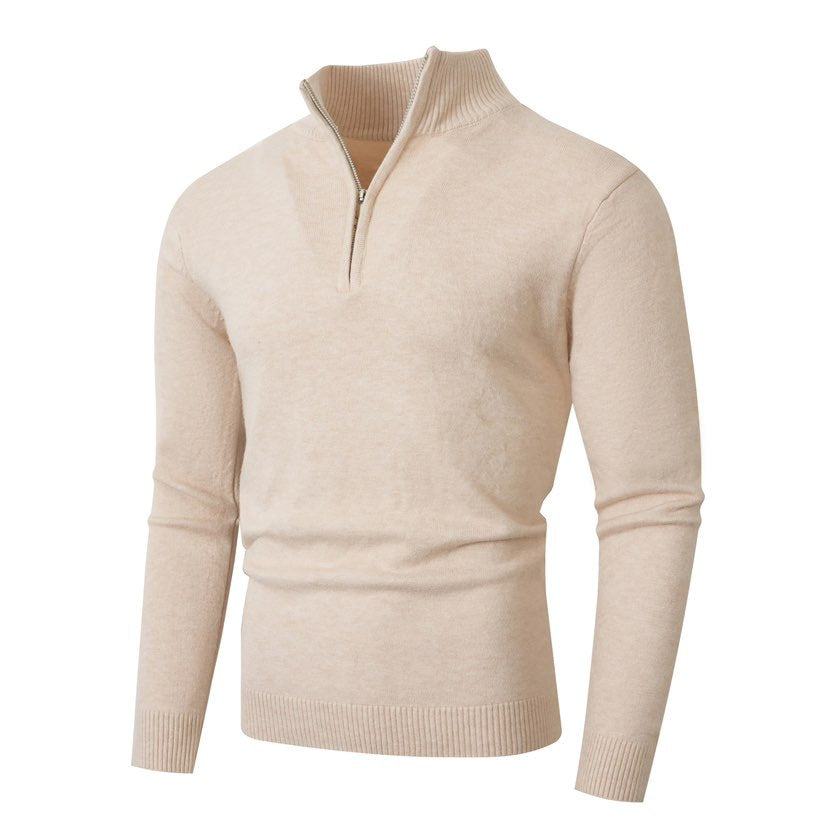 Herren Pullover mit modernem halben Reißverschluss und feiner Rippenstruktur EB