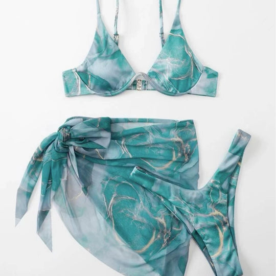 Damen Triangel-Bikini mit modischem Wickelrock EB