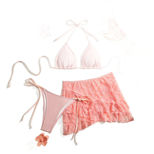 Damen Bikini mit verführerischem Spitze-Überwurf EB