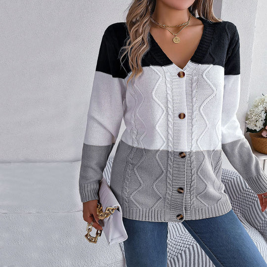EB | Farbblock Strickjacke mit Modischem Stil