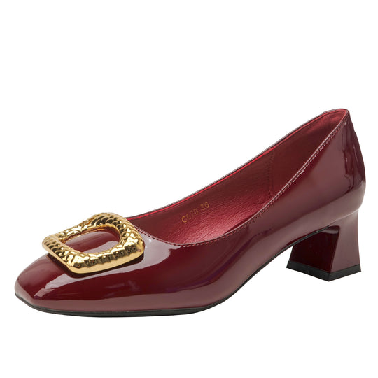 Damen Elegante Blockabsatz-Ballerinas mit funkelndem Schmuckdetail EB