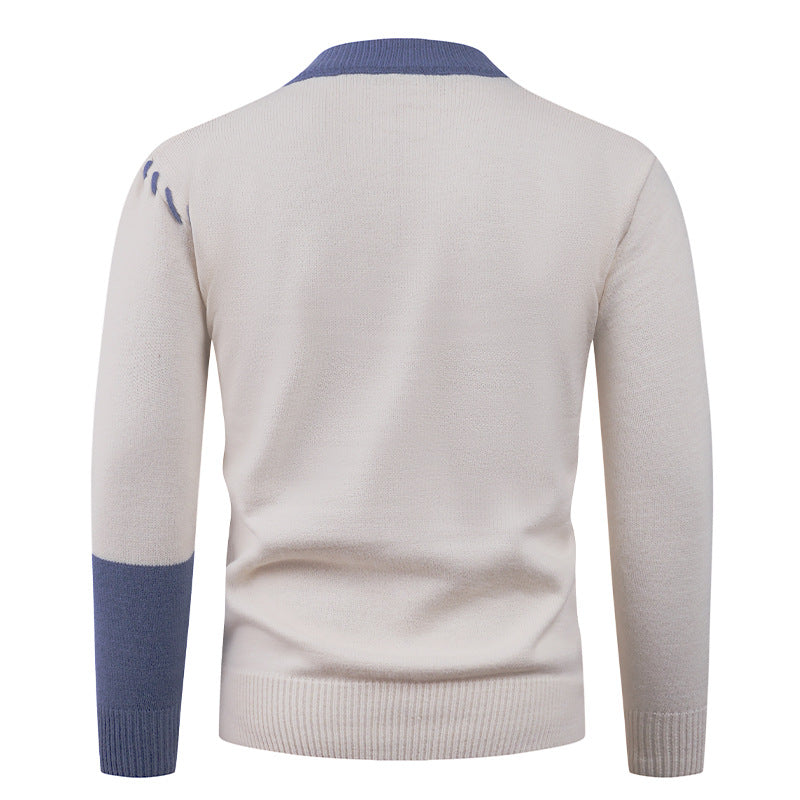 Herren nan Patchwork-Strickpullover mit Zopfstrick-Einsätzen und dekorativen Nahtapplikationen EB