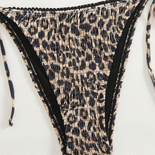 Damen Triangel-Bikini mit modischem Leopardenmuster und seitlichen Bindebändern EB