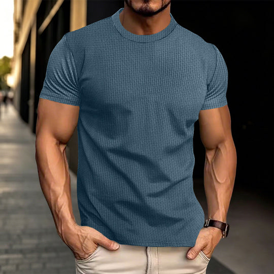 Herren Strukturiertes Kurzarm-T-Shirt aus Feinstrick EB