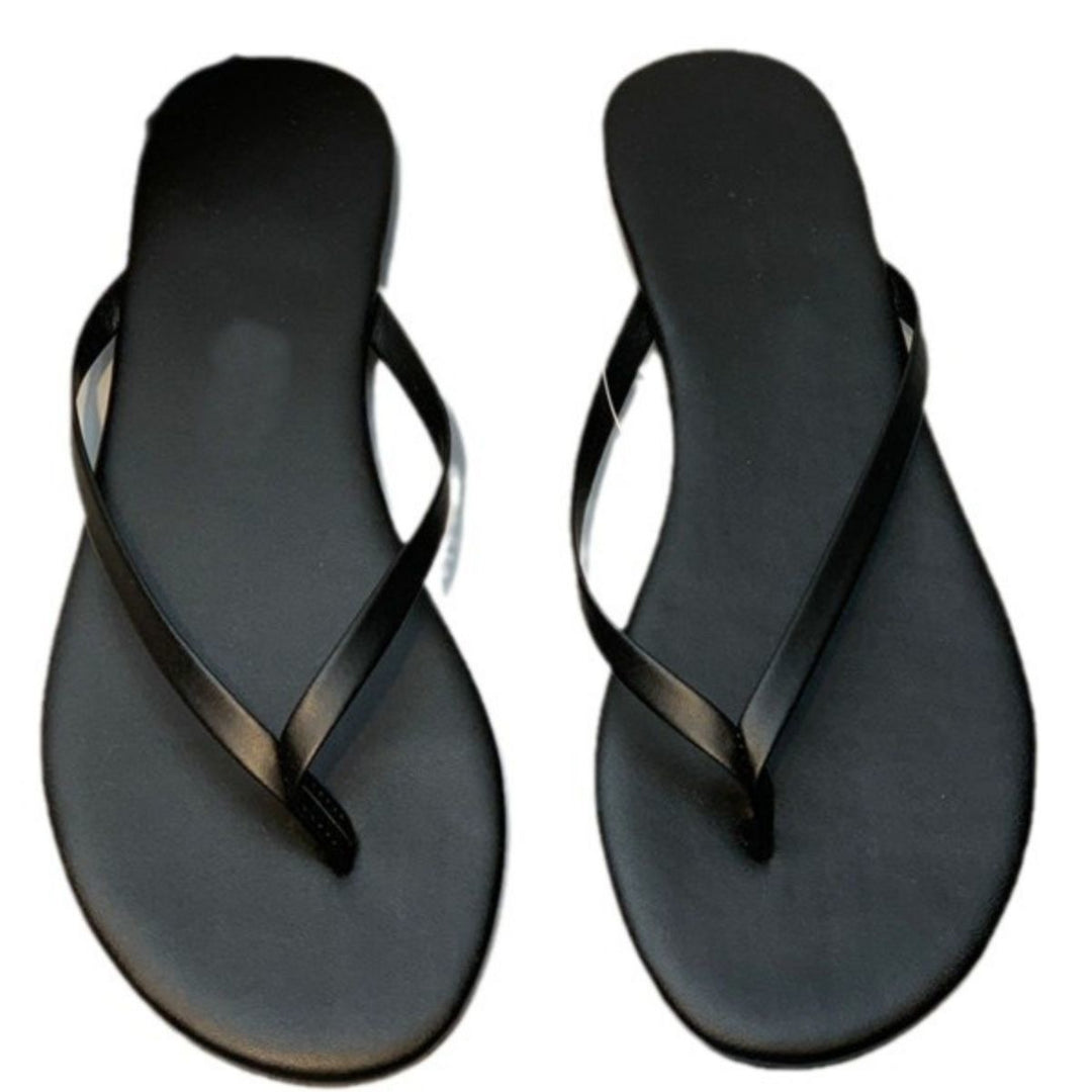 Damen stilvolle Flip-Flops mit glänzendem Riemendesign EB
