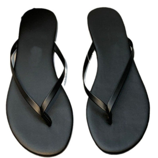 Damen stilvolle Flip-Flops mit glänzendem Riemendesign EB