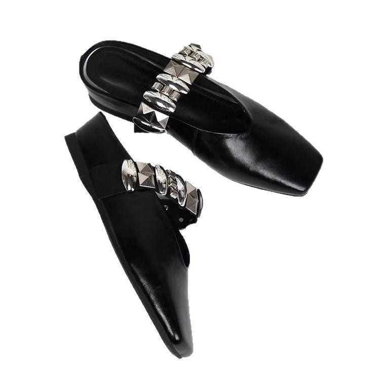 Damen elegante Mules mit modischen Metallakzenten EB