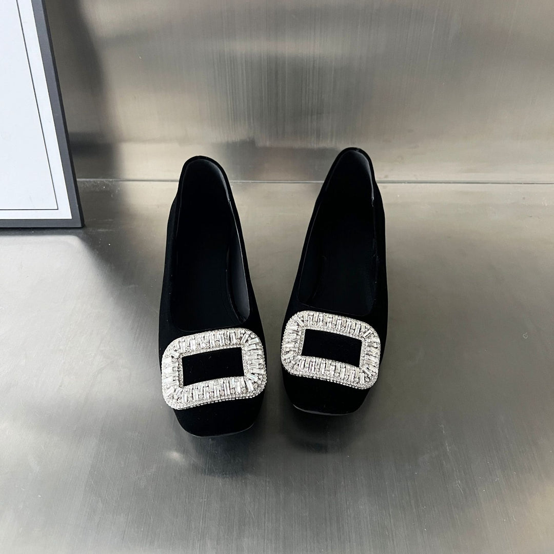 Damen Ballerinas mit funkelndem Schmuckdetail und bequemem Absatz EB