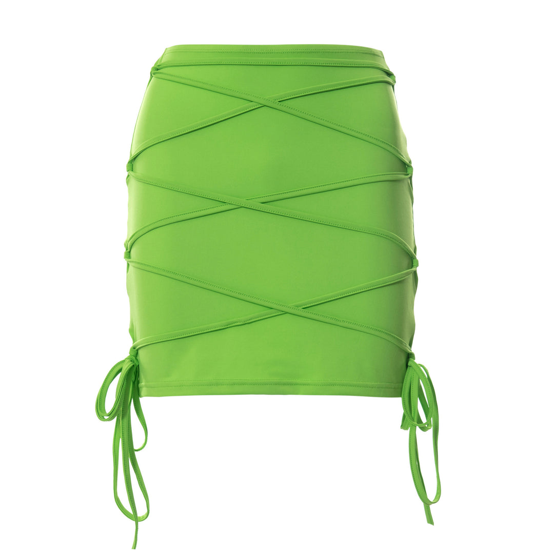 Damen Minirock mit gekreuztem Design und verstellbaren Schnüren EB